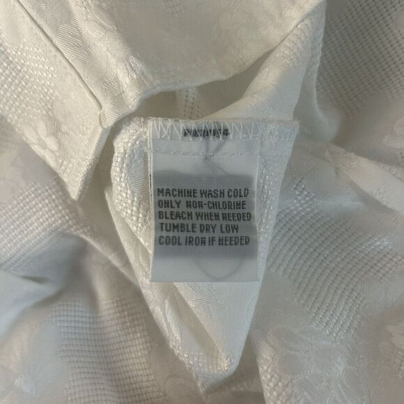 Foxcroft White Fitted Button Down Blouse Plus 18 Floral Damask Minimalist Staple - Picture 6 of 8